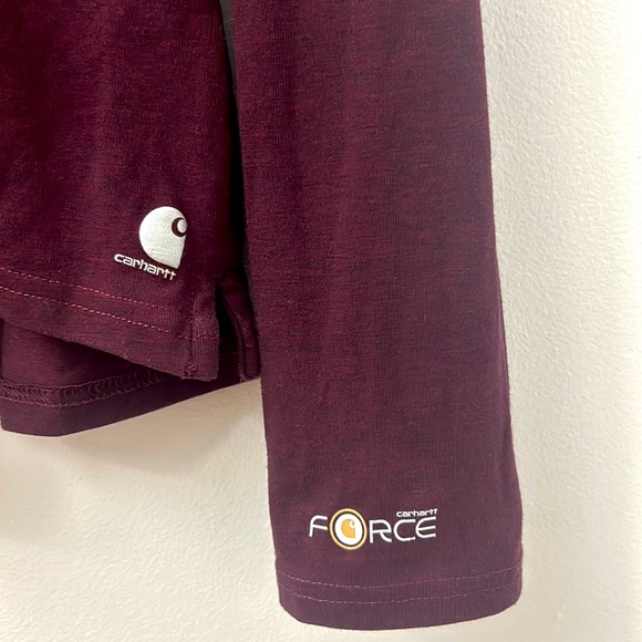 Carhartt force slightly fitted boys size large burgundy long sleeve 1/4 zip top - Picture 4 of 7